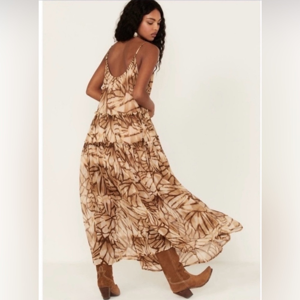Free People Tan and Brown Printed Maxi Dress